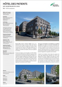 Hôtel des Patients Lausanne CHUV projet pilote chambres pour le CHUV hôpital