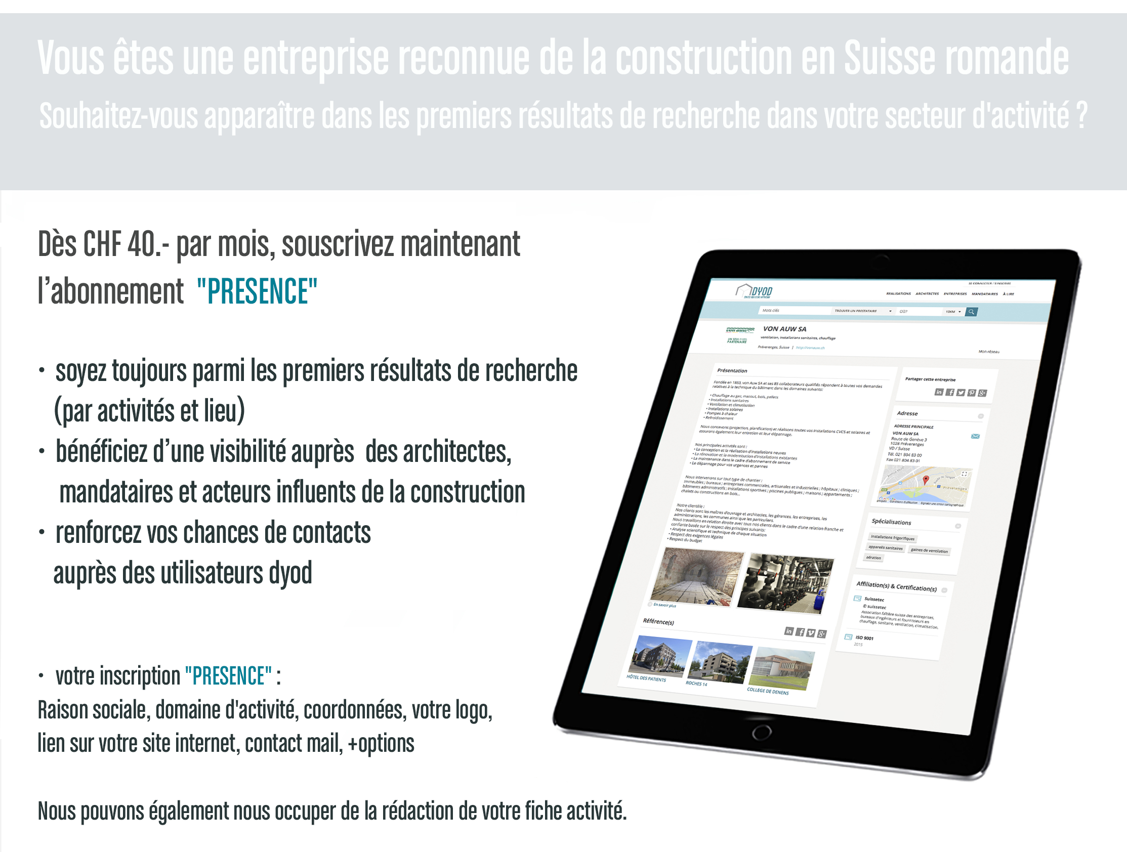 Offre plateforme pour architecte et entreprise de la construction Offre plateforme pour architecte et entreprise de la construction